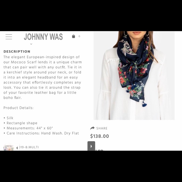 🌺S O L D 🌺Johnny Was Mococo Scarf 🧣🌺 - Picture 6 of 6